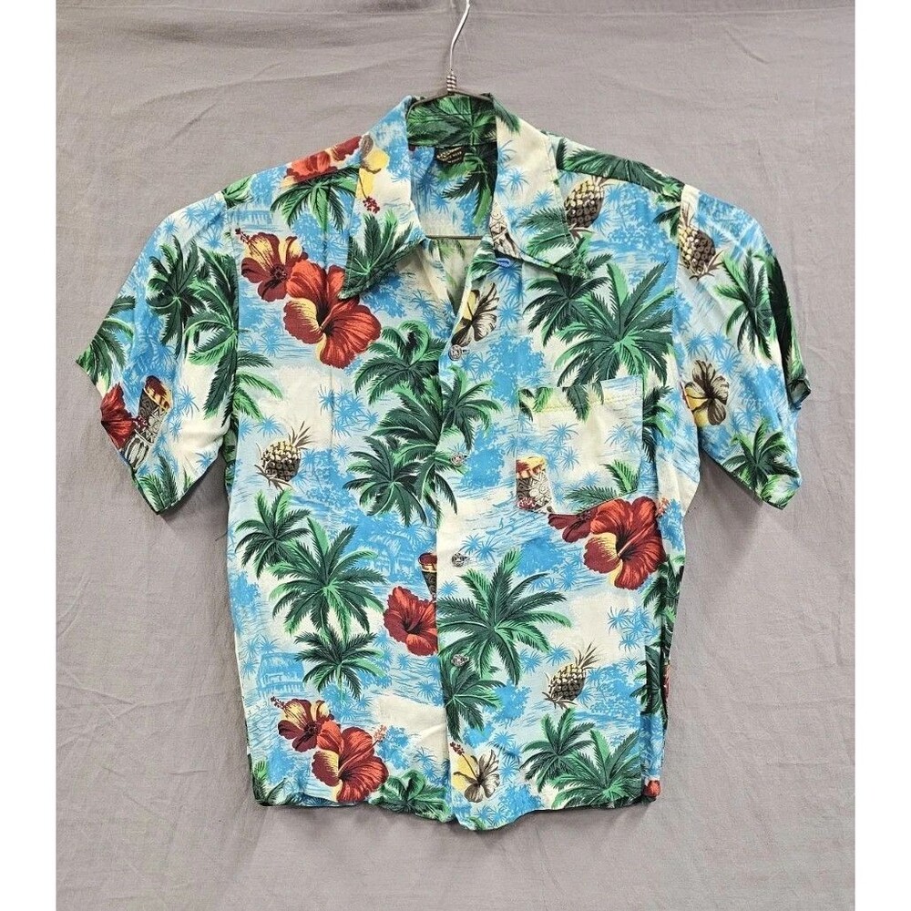 Vtg Hawaiian Holiday Sports Wear Mens Shirt Made in Hawaii Aloha camp floral